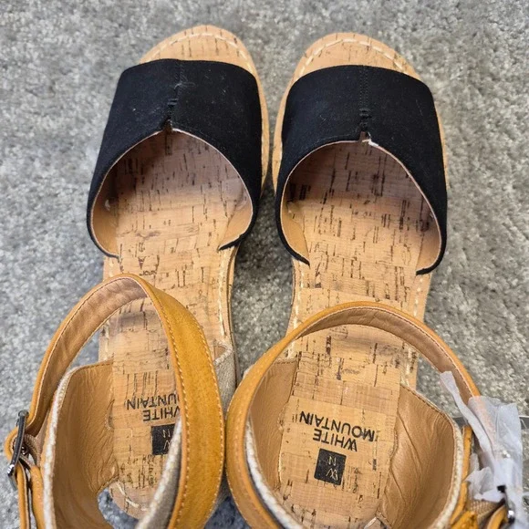 White Mountain Sarabella Black Cork Wedge Platform Sandals W30589 Womens 9M NEW - Picture 7 of 11